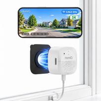 „HomiQ“ 5 MP 3K vidaus stebėjimo kamera, nereikia gręžti, 2,4 ir 5 GHz WLAN lango kamera, naktinio matymo funkcija viduje, apsauga nuo akinimo ir atspindžių, įrašymas 24 val. per parą, 7 dienas per savaitę, judesio aptikimas ir valdymas per programėlę, žm