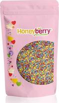 „HONEYBERRY“ spalvingos konfeti pabarstėlės, 200 g – natūralios valgomos pabarstėlės tortų dekoravimui – cukrinės konfeti pabarstėlės, skirtos tortams, keksams ir desertams papuošti – pagaminta ES