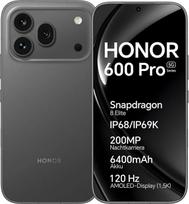 „HONOR 600 Pro 5G“ išmanusis telefonas, 6,57 colių 120 Hz AMOLED ekranas, 200 MP triguba kamera, 6400 mAh baterija, 80 W greitasis įkrovimas, IP68/IP69K, „Snapdragon 8 Elite“, „MagicOS 10“ (juodas, 512GB, 12GB)