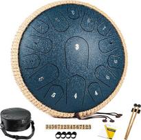 „HOPWELL“ plieninis liežuvinis būgnas – 33,0 cm, 15 natų liežuvinis būgnas – „Handpan“ būgnas su natų knygute, „Handpan“ būgnų plaktuku ir nešimo maišeliu, D-dur (tamsiai mėlyna)