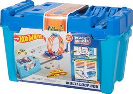 „Hot Wheels“ FLK90 trasų kūrimo rinkinys, „Stunt Builder“, „Super Multi Looping Box“, su maždaug 3 m trasos, įskaitant priedus ir 1 žaislinį automobilį, vaikų žaislas ir dovanų rinkinys, skirtas vaikams nuo 6 metų, įvairių spalvų.