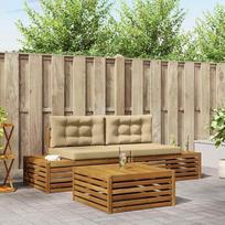 „Hothingwell“ 3 dalių lauko sofų komplektas iš masyvios akacijų medienos, 3-vietė sofa su pagalvėmis, modulinis sodo baldų komplektas terasai