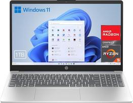 „HP 15-fc0147ns“ 15,6 colių FHD nešiojamasis kompiuteris su „AMD Ryzen 5-7520U“ procesoriumi, 16GB RAM, 1 TB SSD, „AMD Radeon“ vaizdo plokšte, be operacinės sistemos, sidabrinės ir mėlynos spalvos, su ispanų QWERTY klaviatūra