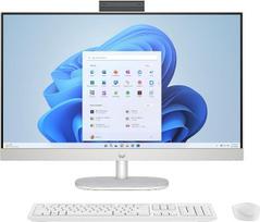 „HP All-in-One 27-cr0007ss“ 27 colių „Full HD“ stalinis kompiuteris su kamera, belaidžiu klaviatūros ir pelės komplektu (AMD Ryzen 5 7520U, 16GB RAM, 512GB SSD, „Windows 11 Home“) – baltas