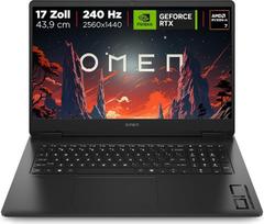 „HP Omen“ žaidimų nešiojamasis kompiuteris (17,3 colio QHD ekranas, „AMD Ryzen AI 7“, „NVIDIA GeForce RTX 5070“, 24GB RAM, 1 TB, „Windows 11“, QWERTZ) – juodos spalvos