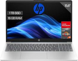 „HP“ 15,6 colių FHD nešiojamasis kompiuteris (AMD Ryzen 5-7520U, 16GB RAM, 1 TB SSD, „AMD Radeon“ vaizdo plokštė, be operacinės sistemos), sidabrinės ir mėlynos spalvos, su ispanų QWERTY klaviatūra
