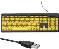 „HUIOP“ kompiuterio klaviatūra su dideliais spaudimais, prijungiama USB laidu, skirta silpnaregiams vartotojams, 104 klavišai su didelio kontrasto raidėmis, skirta vyresnio amžiaus žmonėms, klaviatūra