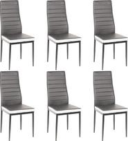 „HUOLE“ valgomojo kėdės, 4 vnt. rinkinys, elegantiškas itališkas dizainas, dirbtinės odos apmušalas, patogios minkštos kėdės, modernios virtuvės kėdės, skirtos valgomajam arba prie valgomojo stalo (6 vnt. (pilkos + baltos))