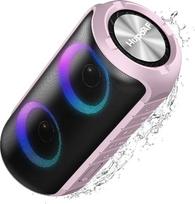 „Hupoaf“ nešiojamas „Bluetooth“ garsiakalbis su apšvietimu, „Bluetooth 5.3“ muzikos grotuvas, žemų dažnių stiprintuvas su IPX7 atsparumu vandeniui, 52 mm dvigubas garsiakalbis, gilūs žemieji dažniai, lauko garsiakalbis, skirtas kelionėms, vakarėliams ir p