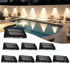 „idyl light“ saulės energija maitinami tvoros žibintai, IP64 atsparūs vandeniui, 8 vnt. rinkinys