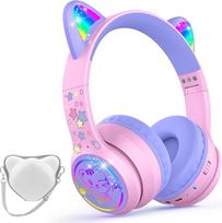 „IFECCO“ vaikų „Bluetooth“ ausinės su laikymo maišeliu ir LED lemputėmis