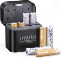 „imuto“ įkraunamos AA baterijos su įkrovikliu – 4 vnt. 2500 mWh ličio jonų baterijų ir 4 vnt. 2700 mAh NiMH baterijų, universalus 8-vietis įkroviklis abiem tipams, baterijų rinkinys buitiniams prietaisams