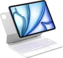 „Inateck“ klaviatūros dėklas „iPad Air 11“ M4 /M3/M2 su išsikišusiu atraminiu stovu | Suderinamas su „iPad Air 11“ M4/M3/M2, „Air 5“/„4“, „Pro 11“, 7 spalvų apšvietimu, jutikliniu pelės kilimėliu, „NeoMagic SE“, baltos spalvos
