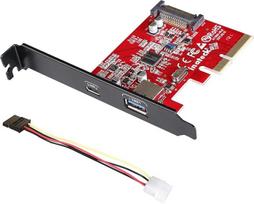 „Inateck“ 2 prievadų USB 3.1 plokštė – PCI-e valdiklio plokštė, USB 3.1 Gen 2 „SuperSpeed“ 10Gb/s, su 15 kontaktų SATA maitinimo jungtimi