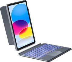 „Inateck“ „iPad 11“ (A16) 10-osios kartos klaviatūros dėklas su nuimamu dangteliu | „AceTouch“ jutiklinis pultas, 7 spalvų apšvietimas, vertikalusis/horizontalusis laikiklis, pilkos spalvos