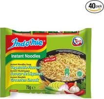 „IndoMie“ greitai paruošiami makaronai su sriuba, daržovių skonio su laimu / laimu + mažas laimės pakabukas, 40 x 75 g