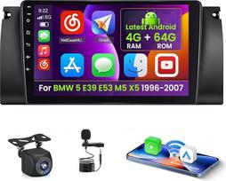 „Inefala“ 4+64G „Android 15“ automagnetola, skirta „BMW 5“ (E39, E53, M5, X5) modeliams, pagamintiems 1996–2007 m., su belaidžiu „CarPlay“ ir „Android Auto“, 9 colių ekranu, palaikanti FM, RDS, 32EQ, GPS, „Bluetooth“, „Wi-Fi“, SWC ir AHD atbulinės eigos k