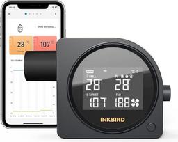 „Inkbird Grill Fan Wi-Fi 5G“ grilio temperatūros reguliatorius su automatine rūkymo funkcija | „Bluetooth 5.0“, su 5 jutikliais, grilio ventiliatoriumi. Suderinamas su „Kamado Joe“, „Primo“, „Vision Grill“, „Akorn Kamado“, „Weber“