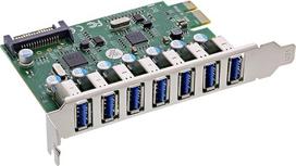 „InLine“ PCIe USB 3.2 plokštė, 7 USB-A Gen.1 prievadai, 5Gb/s, SATA maitinimo jungtis, VL805, skirta „Windows“ ir „Linux“, 76661L