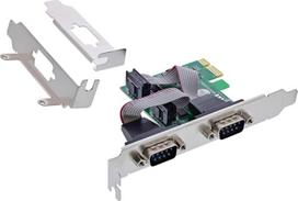 „InLine“ PCIe sąsajos plokštė su 2X nuosekliuoju RS-232 COM prievadu, modelis AX99100, plonas profilis, skirta „Windows“ ir „Linux“ sistemoms, 76619D