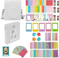 „Instax Mini 12“ momentinių nuotraukų fotoaparato priedai, „Instax Mini 12“ fotoaparato krepšys su 64 kišenėmis, nuotraukų albumas, spalvoti filtrai, nuotraukų rėmeliai, sienų dekoravimo rėmeliai, rėmelių lipdukai, kampų lipdukai (balti)