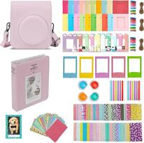 „Instax Mini 12“ momentinių nuotraukų fotoaparato priedai: „Instax Mini 12“ fotoaparato krepšys su 64 kišenėmis, nuotraukų albumas, spalvotas filtras, nuotraukų rėmelis, sieninis dekoratyvinis rėmelis, rėmelio lipdukas, kampinis lipdukas (rožinis)