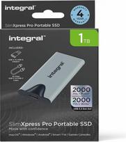 „Integral SlimXpress Pro“ 1 TB išorinis nešiojamasis SSD kietasis diskas: USB-C, 2000MB/s skaitymo/rašymo greitis, USB 3.2 Gen 2x2, kompaktiškas, „Plug & Play“, suderinamas su „Mac“, „Windows“ kompiuteriais, „Android“, „Xbox“ ir „PlayStation“