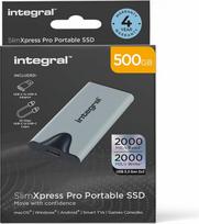 „Integral SlimXpress Pro“ 500GB išorinis nešiojamasis SSD kietasis diskas: USB-C, 2000MB/s skaitymo/rašymo greitis, USB 3.2 Gen 2x2, kompaktiškas, „Plug & Play“, suderinamas su „Mac“, „Windows“ kompiuteriais, „Android“, „Xbox“ ir „PlayStation“