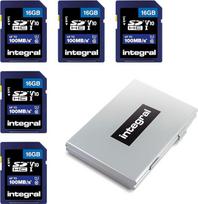 „Integral“ 16GB SD kortelė, greitaeigė SDHC atminties kortelė | 5 vnt. rinkinys | Iki 100MB/s, V10, UHS-I, U1 | Skaitmeniniai fotoaparatai, vaizdo kameros ir SD korteles palaikantys įrenginiai