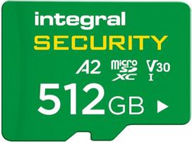 „Integral“ 512GB didelio patvarumo „microSD“ kortelė, UHS-I V30 U3 A2, skirta 4K vaizdo įrašymui vaizdo stebėjimo sistemose, automobilių vaizdo registratoriuose, namų apsaugos sistemose, kūdikių stebėjimo įrenginiuose ir kūno kamerose; iki 95 valandų per