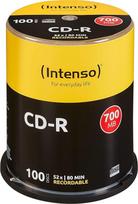 „Intenso“ 1001126 CD-R 52x, 100 vnt. pakuotė „Cakebox“ | Aukščiausios kokybės tušti CD diskai duomenims ir muzikai, įrašymo trukmė – 80 minučių, suderinami su visais standartiniais CD įrašymo įrenginiais ir diskų skaitytuvais