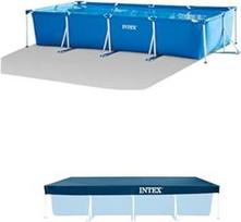 „Intex“ stačiakampio formos rėminio baseino komplektas (4,5 m x 2,2 m x 0,84 m) + stačiakampio formos baseino dangtis