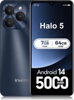 „invens Halo 5“ išmanusis telefonas be sutarties – 7GB (4+3) + 64GB / 256GB, „Android 14“, 6,52 colio ekranas, 5000 mAh baterija, pigus mobilusis telefonas, 16 MP + 8 MP kamera, 4G, dvi SIM kortelės / „Face ID“ / GPS / 3,5 mm lizdas, tamsus