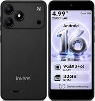 „invens TK02“ 5 colių išmanusis telefonas, „Android 16“, 3 kortelių lizdai („Dual SIM“ + „microSD“), keičiama 2500 mAh baterija, 8 MP + 5 MP kamera, sveria tik 155 g, USB-C, 3,5 mm ausinių lizdas / radijas, mobilusis telefonas be sutarties