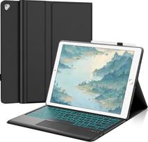 „iPad Pro“ 12,9 colių 1-osios ir 2-osios kartos klaviatūros dėklas su jutikliniu kilimėliu ir apšvietimu | Vokiškas QWERTZ išdėstymas, magnetiniu būdu nuimama klaviatūra, skirta „iPad Pro“ 12,9 colių (2017 m. / 2015 m. modeliams), juoda
