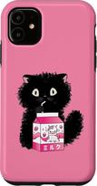 „iPhone 11“ dėklas mergaitėms: miela katė, braškių pienas, „kawaii“ karvė ir kačiukas