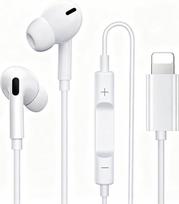 „iPhone“ ausinės su laidu, ausinės, įdedamos į ausį [MFi sertifikuotos] „Lightning“ ausinės, suderinamos su „iPhone 14“/„14 Pro“/„14 Plus“/„13“/„12“/„11“/„XR“/„XS“/„X“/„8“/„7“/„SE“; „Hi-Fi“ stereo ausinės su mikrofonu ir
