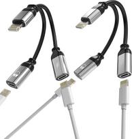 „iPhone“ dvigubas „Lightning“ lizdo ausinių įkroviklio skirstytuvas „2 į 1“ (2 vnt. rinkinys) – „Apple MFi“ sertifikuotas garso adapteris, įkrovimo kabelis, ausinių ir AUX jungties kabelis, skirtas „14“, „13“, „12“, „11“, „Pro Max“, „Mini“, „X“, „7“, „8 P