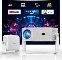 „iSinbox“ 4K lauko projektorius su „Netflix“, 2 x 20 W „Dolby“ ir „DTS“, HDR10+, „Wi-Fi 6“ | Pasukamas stovas, automatinis ekrano pritaikymas, AI automatinis fokusavimas, 6D trapezinės deformacijos korekcija, „Bluetooth 5.4“ projektorius, skirtas namų kin