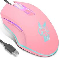 „IULONEE“ laidinė žaidimų pelė su USB-C jungtimi, tylus spustelėjimas, 7 spalvų apšvietimas, optinė „Type-C“ žaidimų pelė su 2400 DPI ir 6 mygtukais, skirta asmeniniams kompiuteriams, nešiojamiesiems kompiuteriams, stacionariems kompiuteriams ir „Mac“ (ro