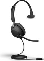 „Jabra Evolve2 40 SE“ laidinė mono ausinė su triukšmo slopinimu – su 3 mikrofonų skambučių technologija ir USB-C kabeliu – suderinama su visomis pagrindinėmis vieningomis