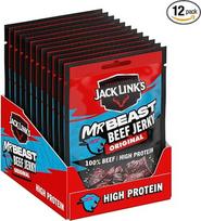 „Jack Link's“ džiovinta jautiena „Original“ – „MrBeast“ leidimas – 12 vnt. pakuotė (12 x 25 g) – užkandis su dideliu baltymų kiekiu – baltymų užkandis, skirtas fitnesui, sporto salėms ir aktyviam poilsiui gamtoje – amerikietiška džiovinta jautiena