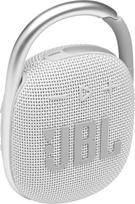 „JBL Clip 4“ „Bluetooth“ garsiakalbis, baltos spalvos, atsparus vandeniui, nešiojamas muzikos garsiakalbis su praktišku karabinu, iki 10 valandų belaidžio muzikos transliavimo