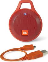 „JBL Clip+“ – tvirtas, atsparus purslams, įkraunamas nešiojamas „Bluetooth“ garsiakalbis su „Aux-In“ jungtimi, skirtas išmaniesiems telefonams, planšetiniams kompiuteriams ir MP3 grotuvams – raudonas