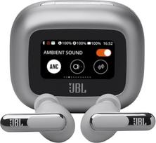 „JBL Live Beam 3“ belaidės ausinės su „Bluetooth“, 48 valandų baterijos veikimo trukme, tikru prisitaikančiu triukšmo slopinimu ir aukštos raiškos „JBL“ charakteringu garsu, atitinkančios IP55 atsparumo vandeniui standartą, su ausų įdėklais, sidabrinės sp