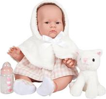 „JC TOYS“, lėlė „Lily“ su guminu kūnu, rožinė ir balta suknelė su gobtuvu, augintinis ir aksesuarai, mergaitėms