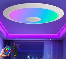 „JDONG“ RGB lubinis šviestuvas, LED lubinis šviestuvas, reguliuojamo ryškumo, 72 W, „Bluetooth“ garsiakalbis