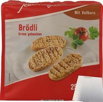 „Jeden Tag Brödli“ kepinti traškūs viso grūdo duonos riekeliai (250 g pakuotė) + „usy“ blokelis