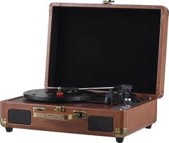 „Jeffergarden“ retro patefonas su belaidžiu 33, 45 ir 78 aps/min greičiu, skirtas groti iš USB ir SD kortelių per garsiakalbius, su įmontuotu 3,5 mm garso išvesties prievadu (rudas)
