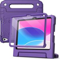 „JETech Kids“ dėklas „iPad“ (A16) 11-osios/10-osios kartos, violetinis | Skirtas 2025 m./2022 m. modeliams, su įmontuotu ekrano apsauginiu sluoksniu, rankenėle-stovu, visapusiška apsauga nuo smūgių, pritaikytas vaikams